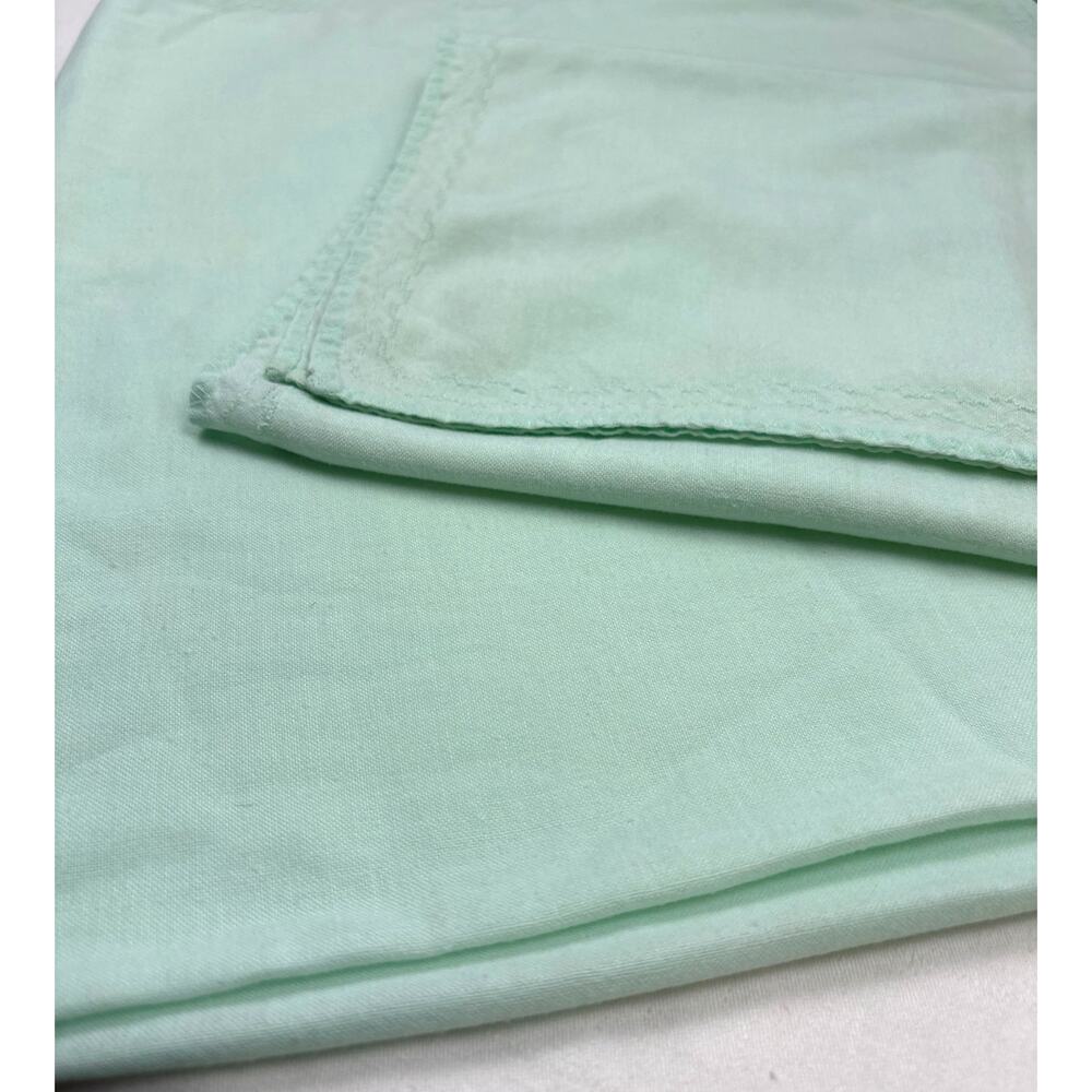 Vintage Hemstitched Pair of Mint Green Square Table Linens Tablecloths 1960s